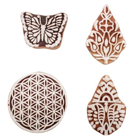 Set of 4 Piece New Mix Wooden Printing Block